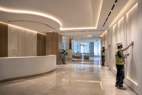 Get professional gypsum solutions for offices, hotels, restaurants, and commercial properties with designs focused on functionality and visual appeal.